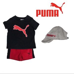 NWT Puma 3 Piece Baby Boy Black & Red Outfit